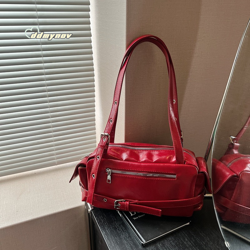 Korean Niche Motorcycle Style Underarm Bag for Women 2025 Summer Casual Versatile Large Capacity Commuter Shoulder Handbag ddmynov ddmynov