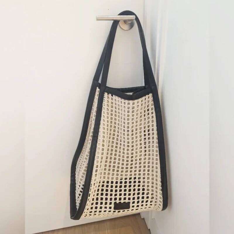 Grid design handbag and purse for women designer summer beach tote 2025 new large capacity bucket with inner bag