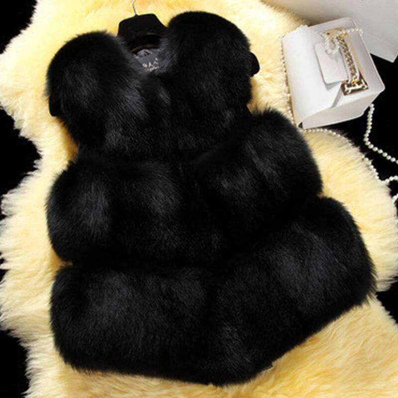 HJQJLJLS 2022 Autumn Winter Thick Warm Faux Vest Women High Quality Fashion O-Neck Short Fur Female Jacket Fuzzy Coat