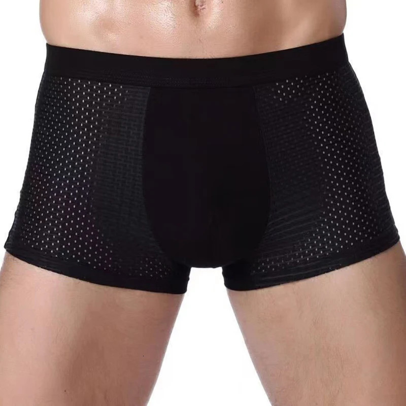 We.Fine 4Pcs Antibacterial Summer Spring Underwear Mens Bamboo Boxer Shorts Underwear Microfiber Elastic Underpants 250614