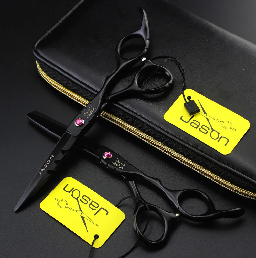 Hairdressing Scissors 6 Jason Black Japan 440C Barber Shop Hair Cutting Scissors Thinning Shears Hair Scissors 321# 250611