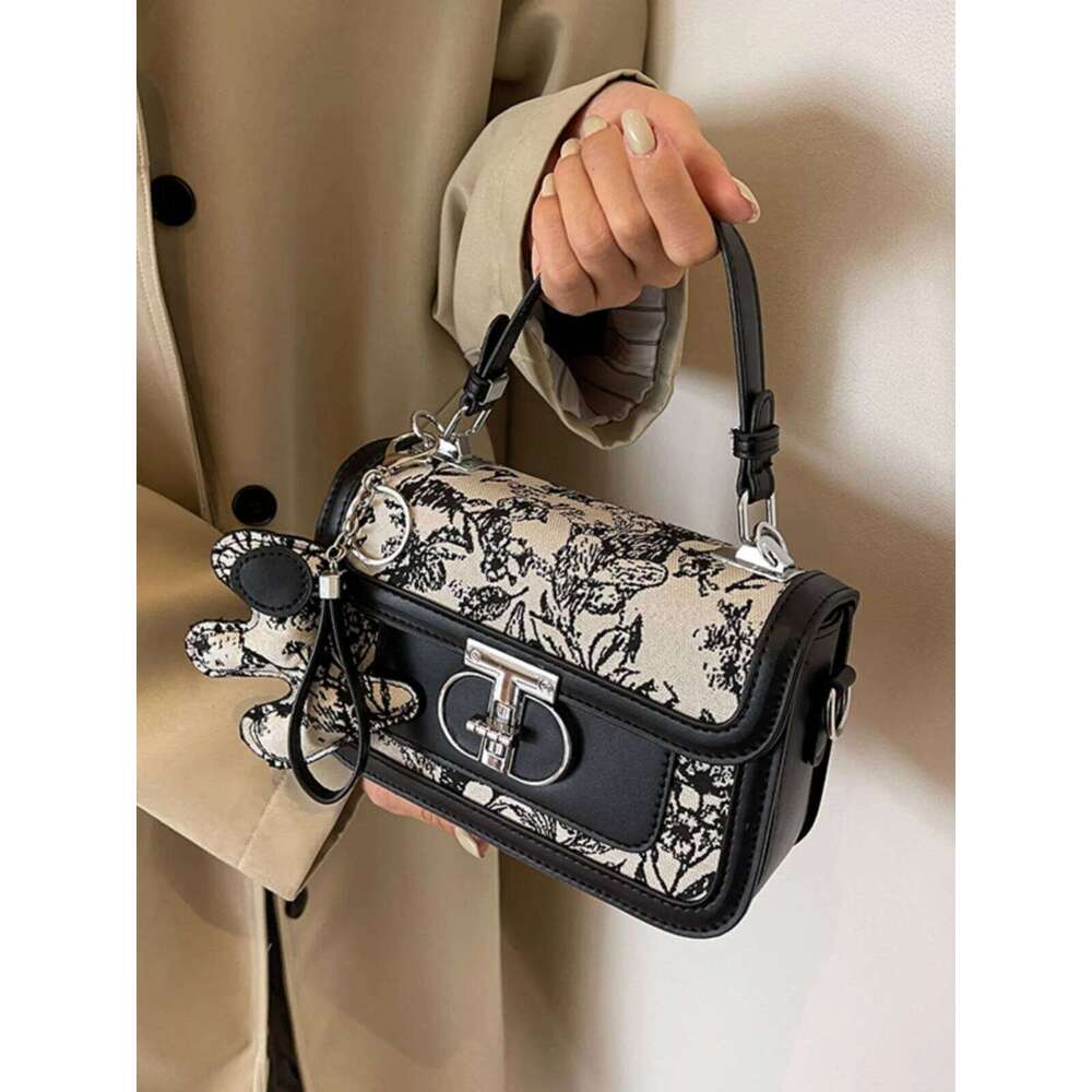 Popular Square Crossbody For Women 2023 New Designer Brand Flower Handbag Black Tote Fashion Shoulder Bag