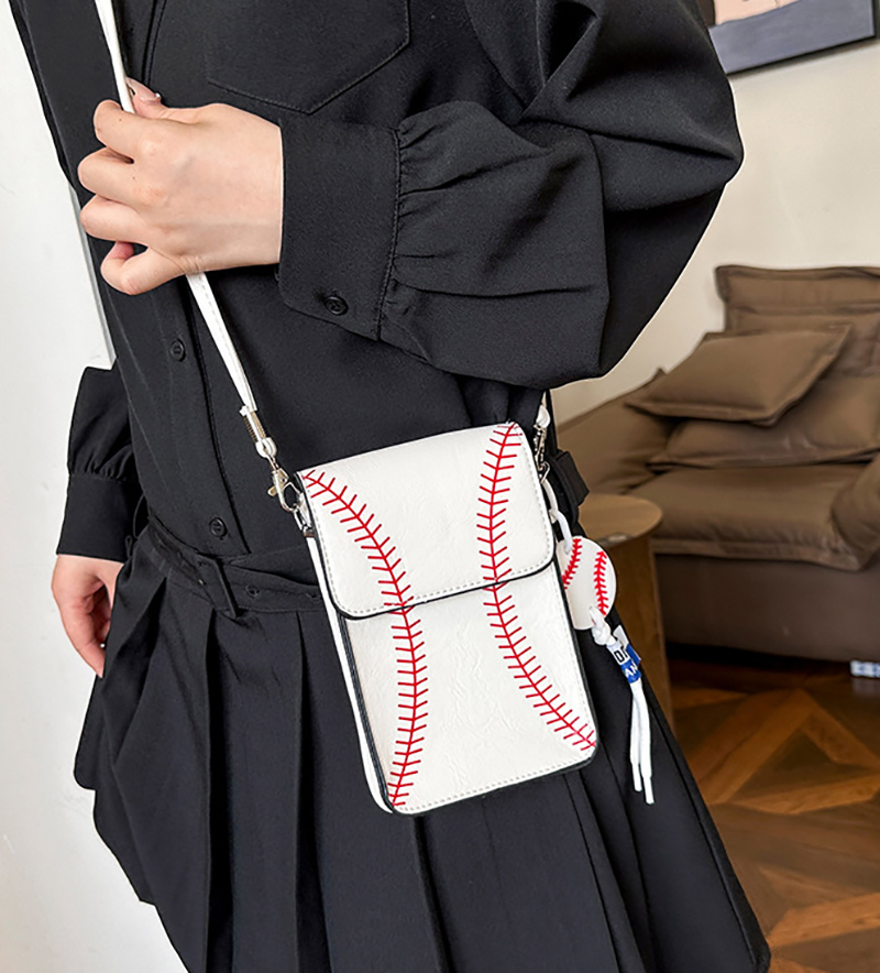 Baseball Printed Shoulder Cell Phone Bag Women Personalized Slanting Across Small Square Bag Fashion Versatile Crossbody Bags