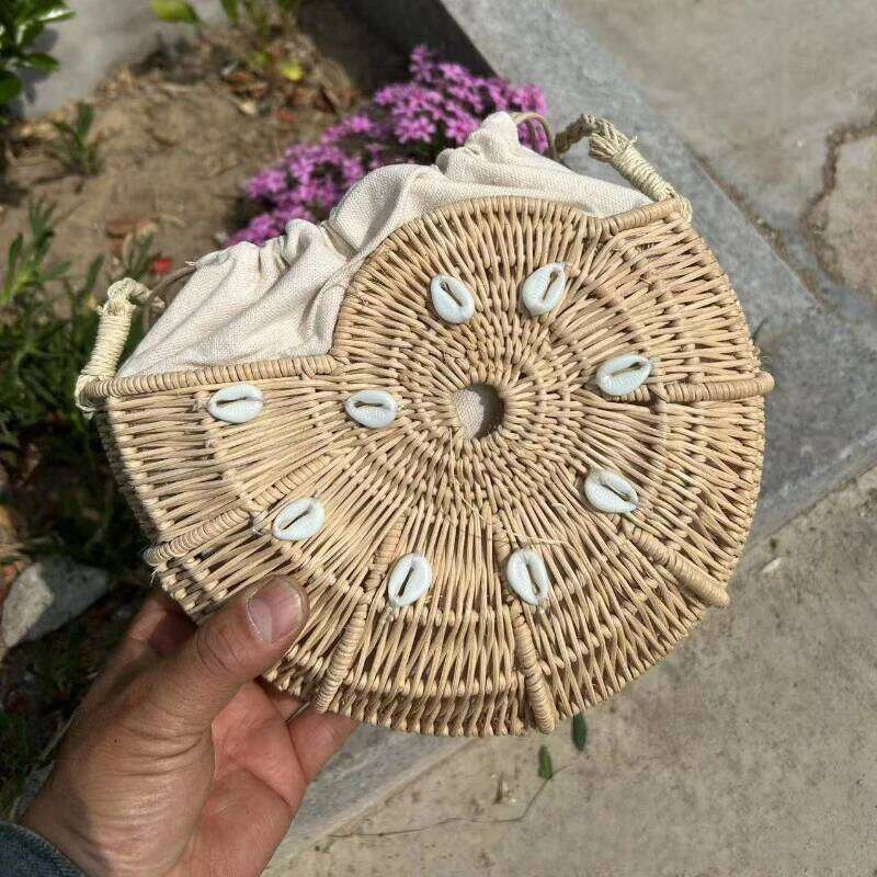 Cute Conch-Shaped Rattan Funny Woven Shell Women Shoulder Crossbody Bags Handmade Summer Beach Straw Bag Trend Bali Purses