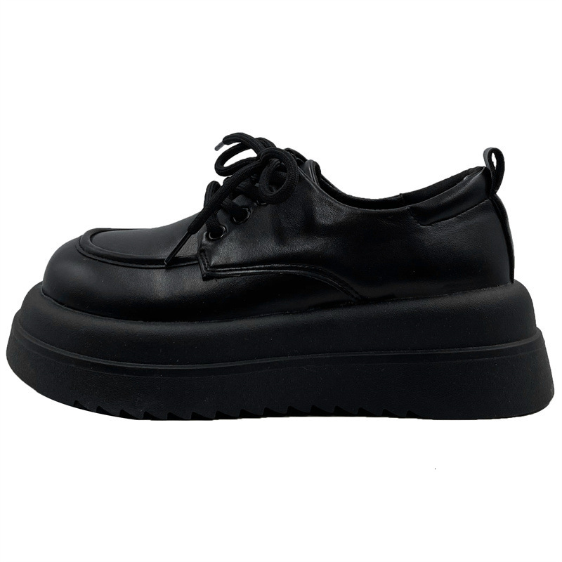 Ddmysports British Style Spring And Autumn JK Women S Leather New Platform Thick Sole Height Increasing Chunky Single Shoes Outdoor Shoes