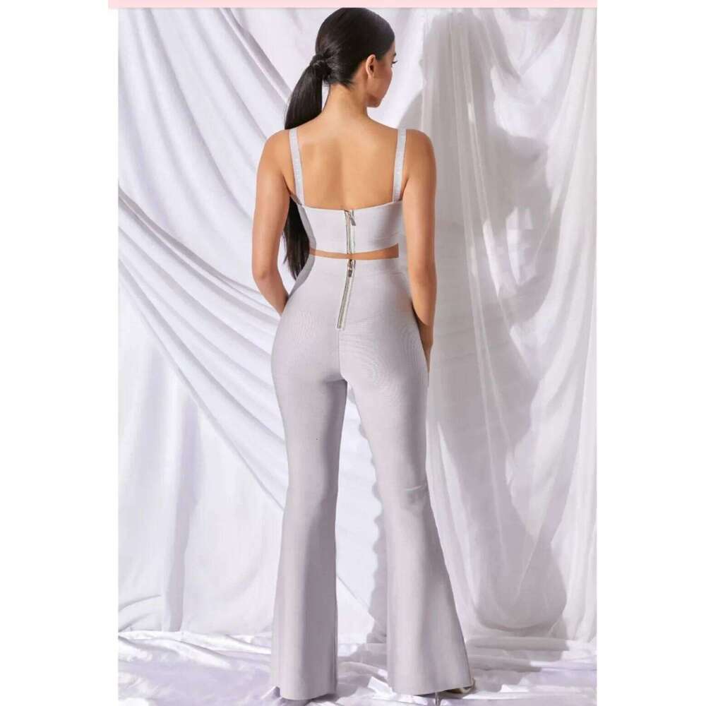 Elegant Sexy Fashionable Tank Top+Casual Straight-Leg Bell Bottoms 2-Piece Suit Sleeveless Top From China Mainland