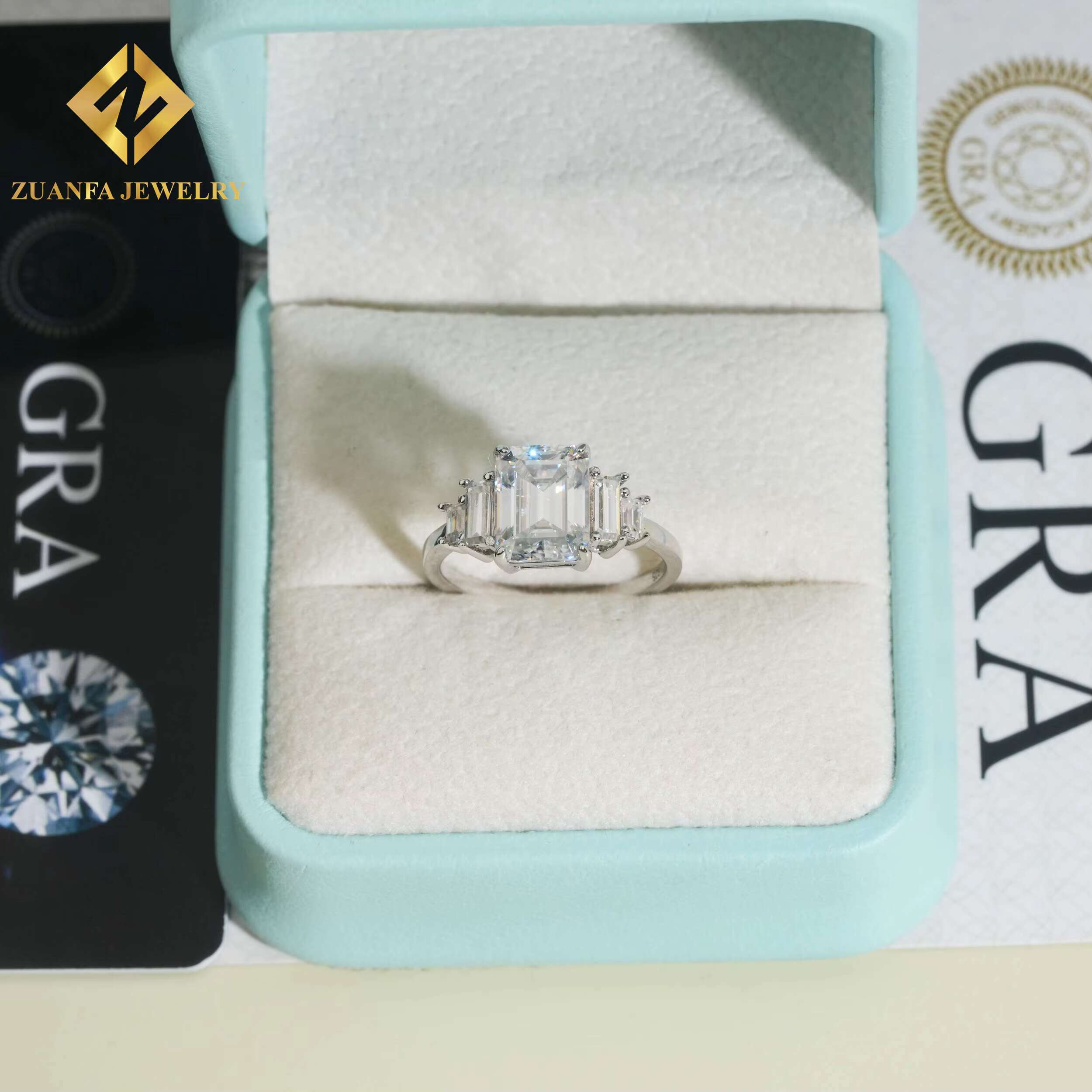 Emerald Cut 3ct Moissanite Jewelry 925 Sterling Silver VVS Moissanite Rings Jewelry Diamond Engagement Rings for Women