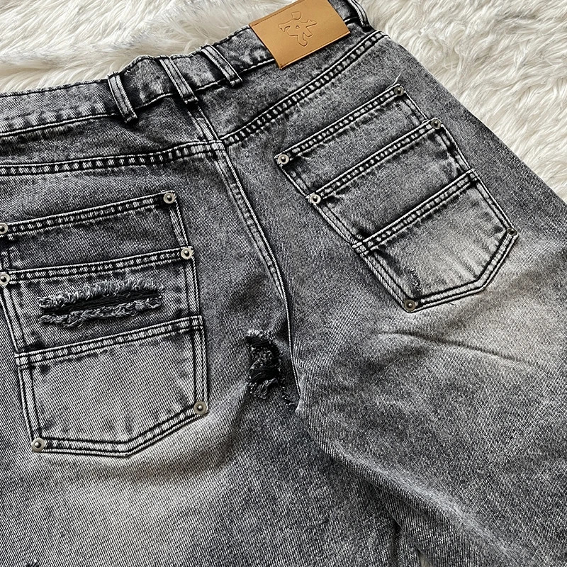 High-quality Project Emergency jeans with Alphabet Embroidery Denim Casual Shorts for Men and Women 250528