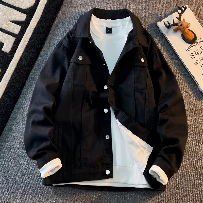 Men Trend Clothing Spring Autumn American Retro High Street Denim Jackets Casual Loose Versatile Workwear Coat yy250530