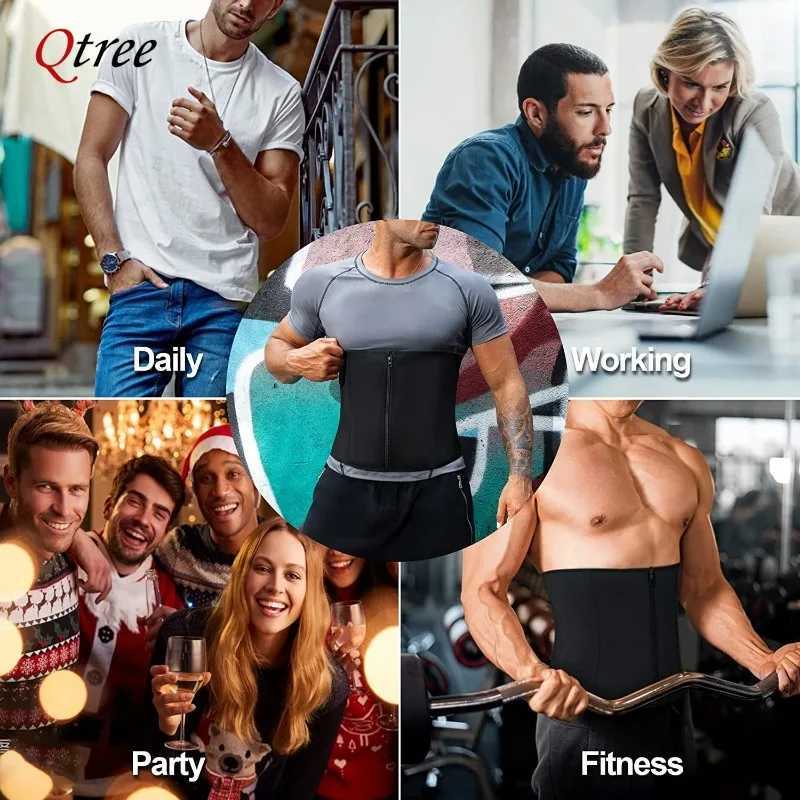 Qtree Men Hot Neoprene Slimming Trimmer Hooks Belt Sauna Sweat Body Shaper Corset Fitness Double Tummy Control Strap Weight Loss W250616