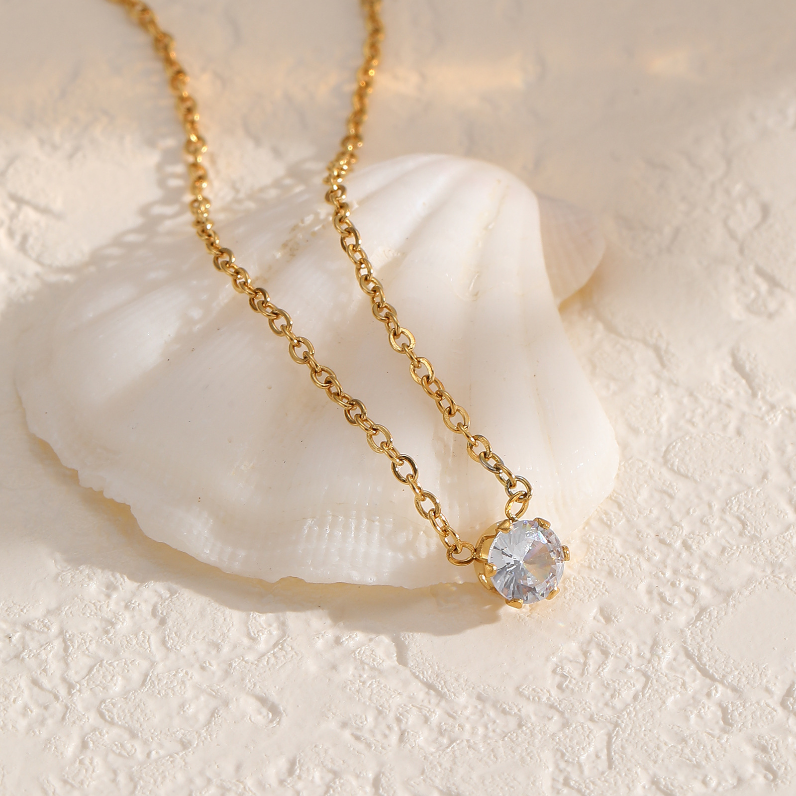 Zircon Flower Women's Fashion Versatile Set Stainless Steel Inlaid Dia Necklace