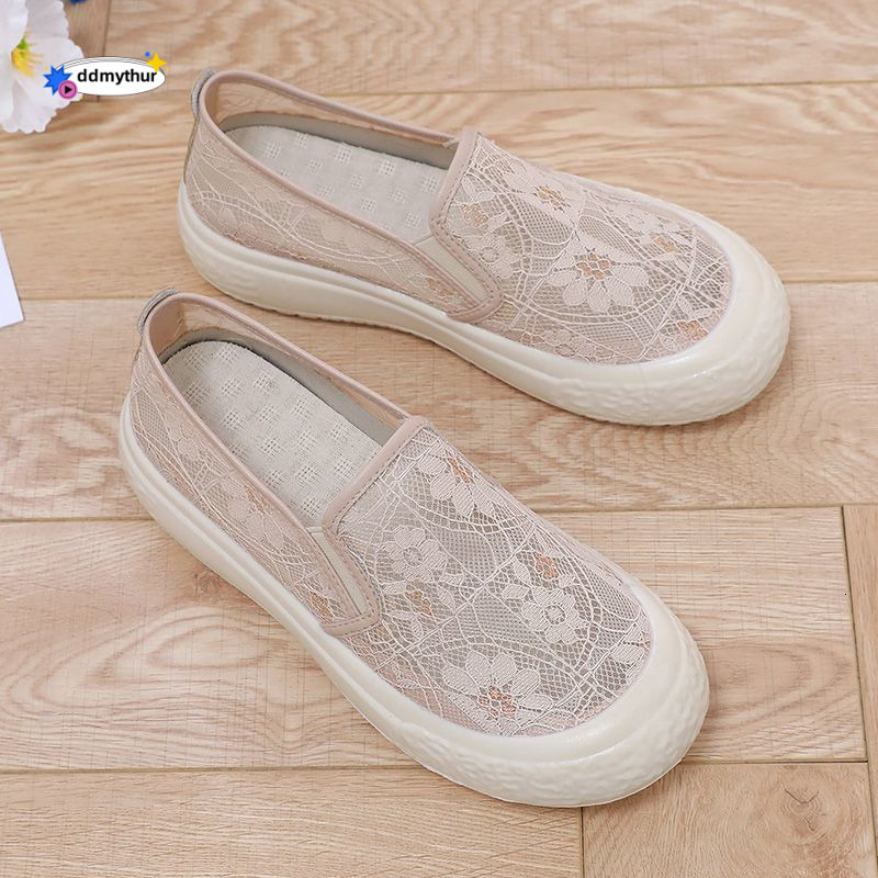 Women's 2025 Summer New Lace Mesh Lightweight Breathable Soft Sole Comfortable Versatile Casual Fisherman Shoes ddmythur