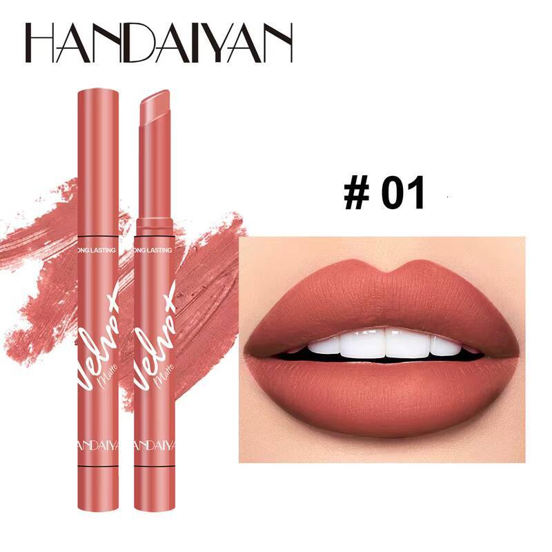 New 8 Colors Makeup Matte Lipstick Waterproof Long Lasting Lip Stick Sexy Red Pink Velvet Nude Lipsticks Make Up Woman Cosmetics happy