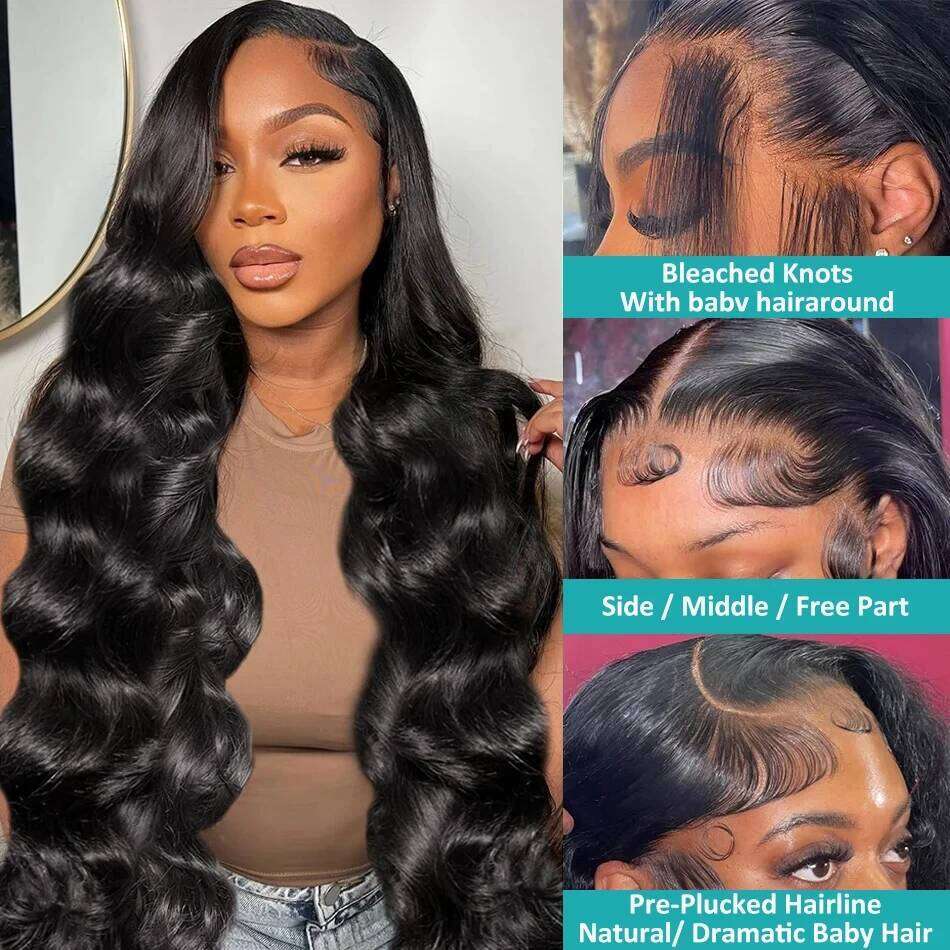 5x5 Glueless HD 250 Density 13x6 Body Wave Frontal Closure Wear Go Human Hair Wig 30 40 Inch 13x4 Lace Front Wigs Brazilia