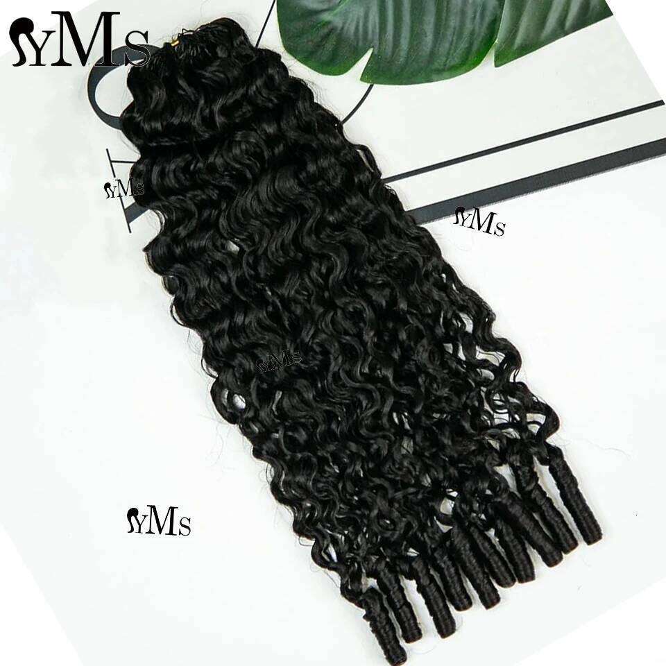 YMS 3C4A Burmese Curly Invisible Feather Crochet Human Hair Extension With String For Women