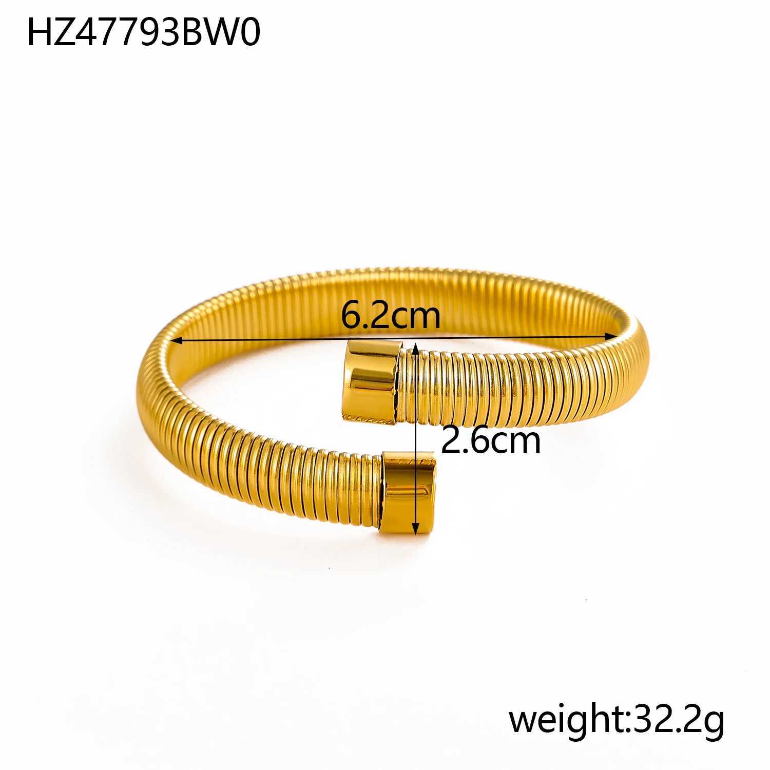 CARLIDANA Hip Hop Cuban 18k Gold Plated Stainless Steel Chunky Bangle Wide and Narrow Stretchable Elastic Z250616