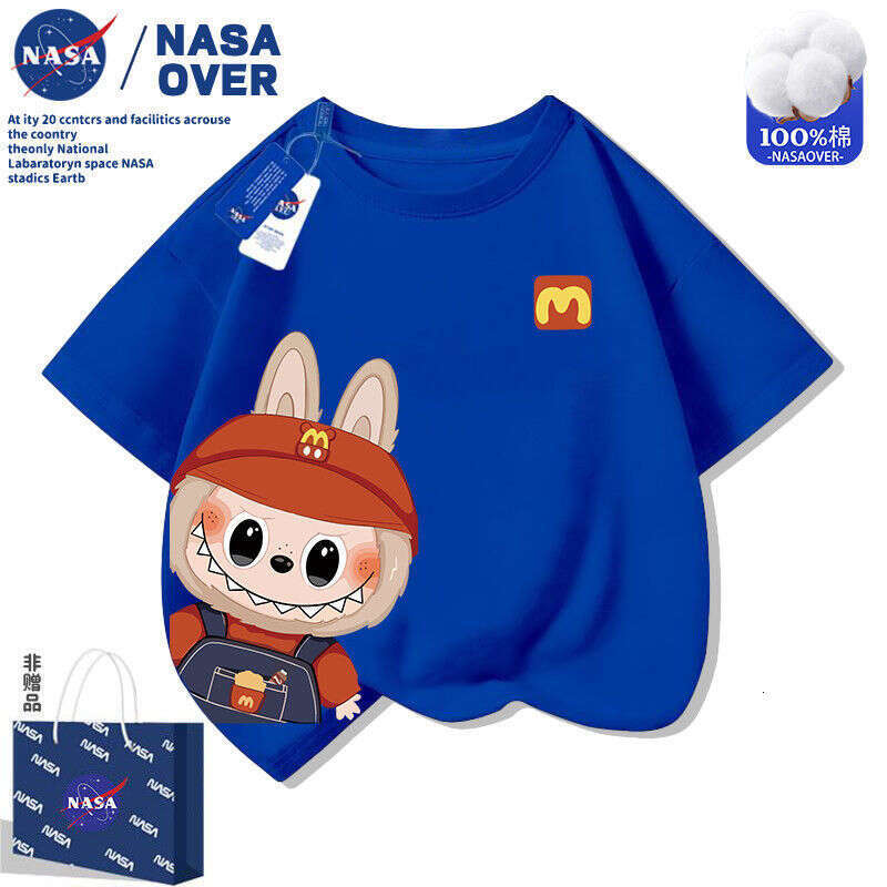 NASA Cartoon Labubu Cute Summer Children's Short Sleeve New T-Shirt Boys and Girls Fashion
