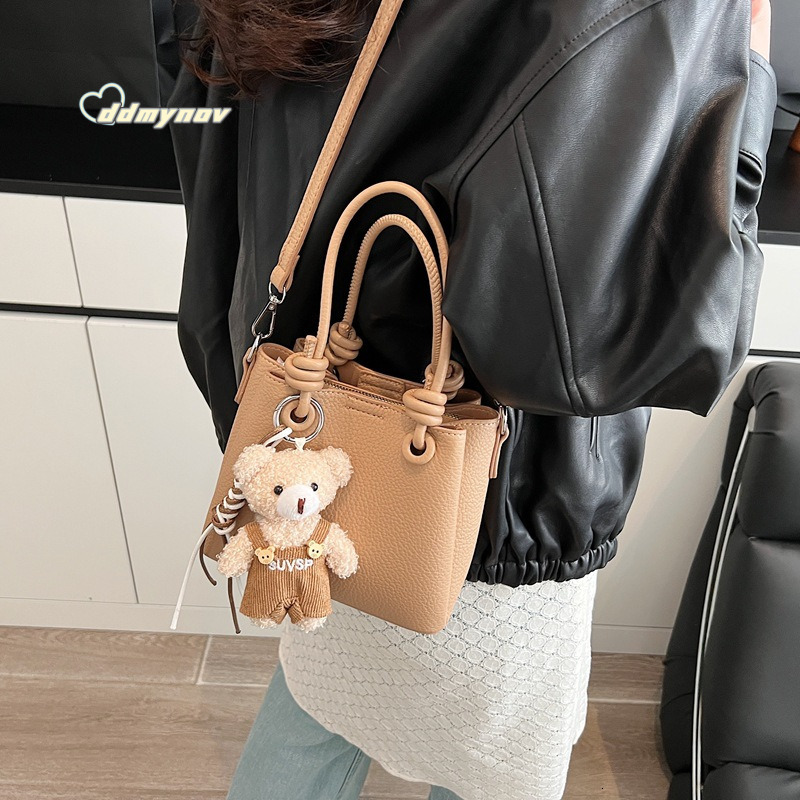 Bucket for Women 2025 Spring New Niche Lychee Handbag Simple Texture Versatile Shoulder Crossbody Bag Trendy ddmynov ddmynov