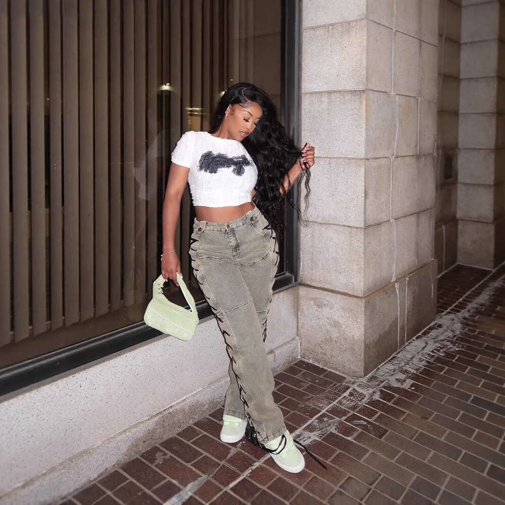 Summer New Fashion Street Color Block Print Slim Fit Sexy Women's Short Sleeve T-Shirt B5