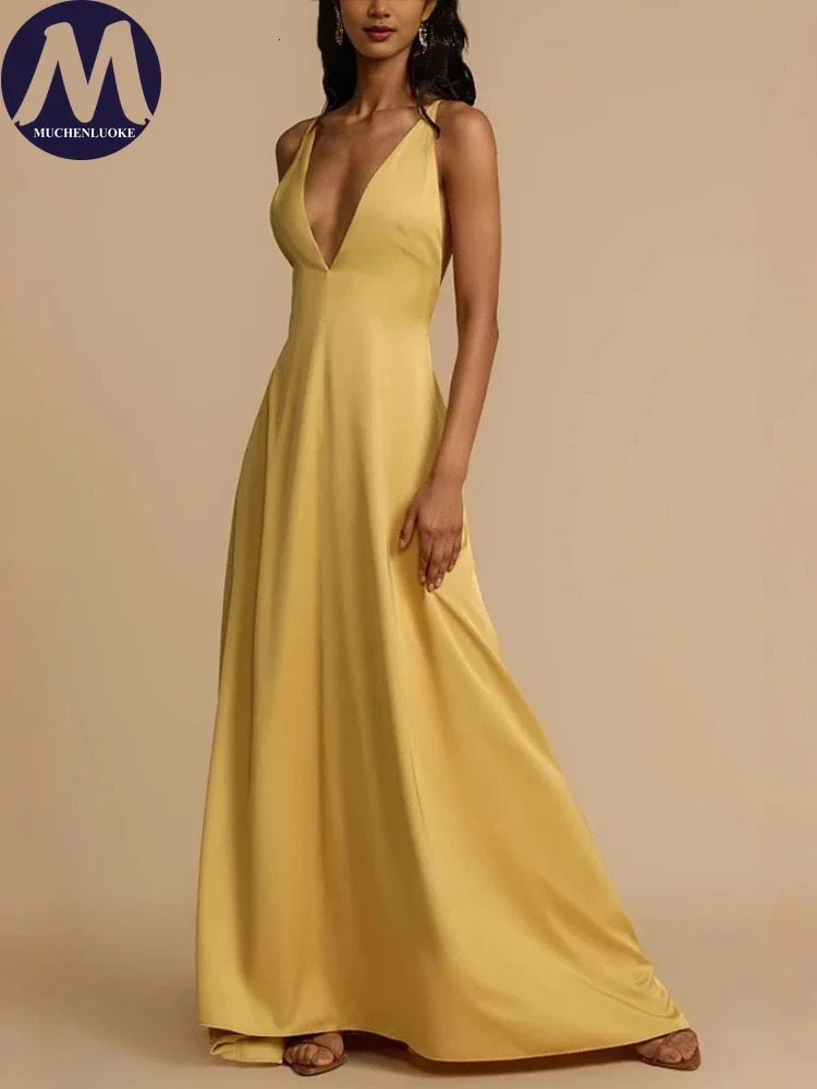 Elegant Womens Dresses Summer Sexy V Neck Sleeveless Suspender Dress Fashionable Slim Fit Backless High Waisted Dress 250611