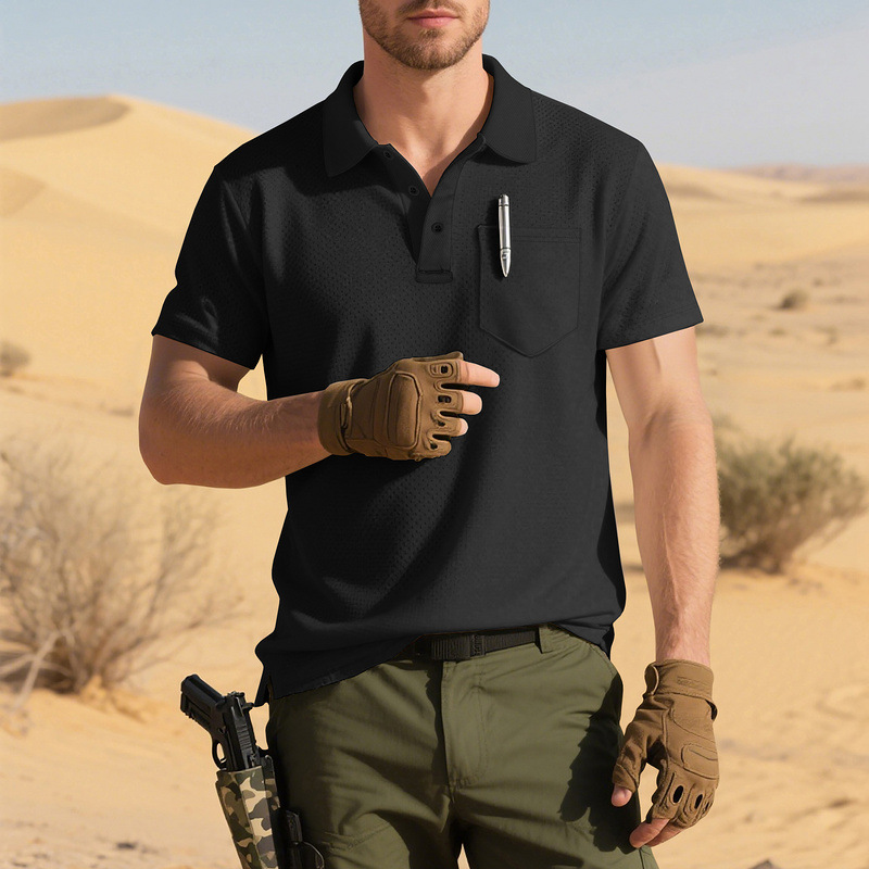 designer polo Men's summer top outdoor tactical pocket short-sleeved bird eye POLO shirt T-shirt men European code: S-3XL