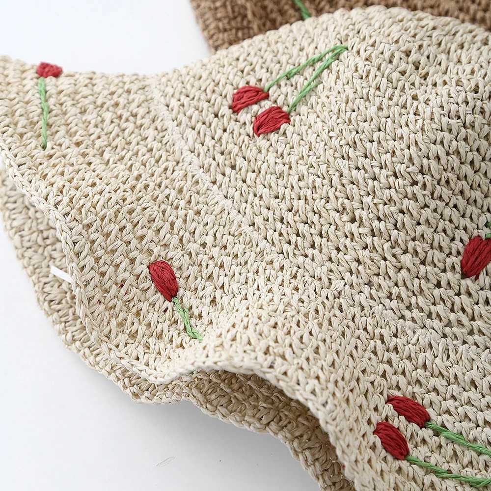 New Arrival Summer Hats For Women Sun Hat Cherry Decoration Bucket Hat Seaside Holiday Sun Protection Breathable Beach Accessories Foldable U250616