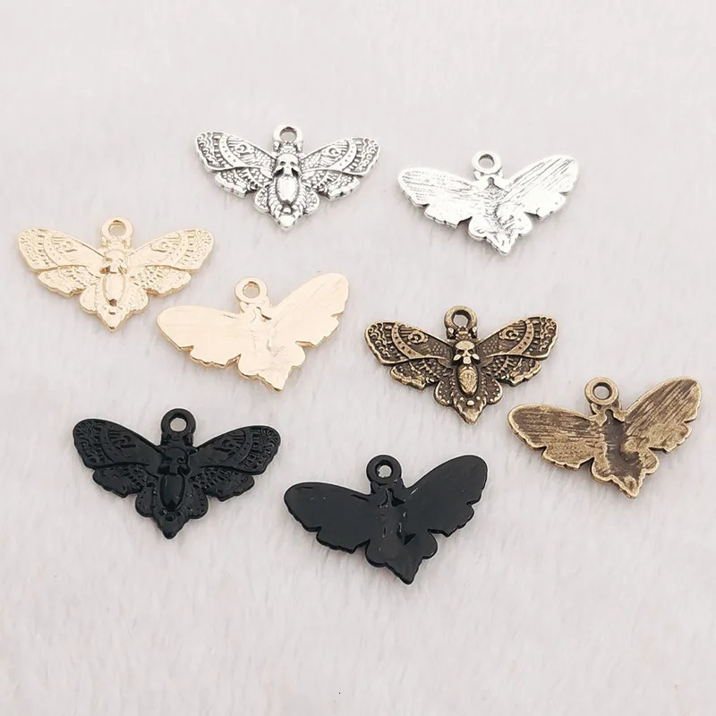 JINDINSP 20pcs 20*13mm Accessories Animal Moth Skull Moth Charms Pendant For Jewelry Making DIY Jewelry Findings 250609