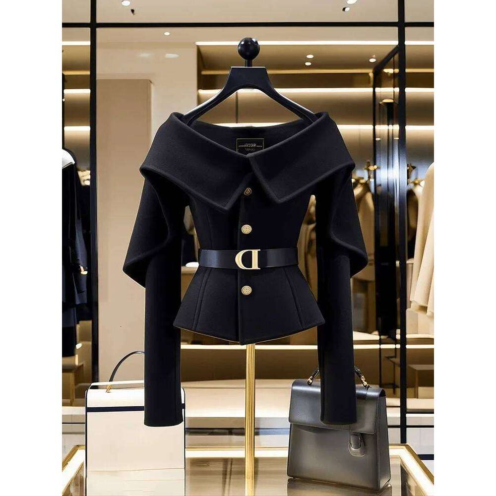 Fashion New For Women Black Long Sleeve Jacket 2024 Spring Autumn Elegant Slim Cardigan Single Breasted Coat Female Tops