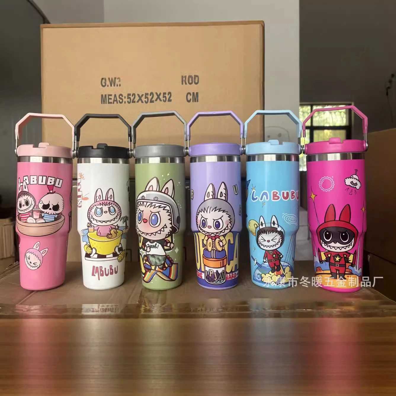 30oz Labubu Monster 304 Stainless Steel Car Cup Ice Bully Cup Steel Insulated Water Bottle Thermal Coffee Vacuum Flask Girl Gift XJ250616