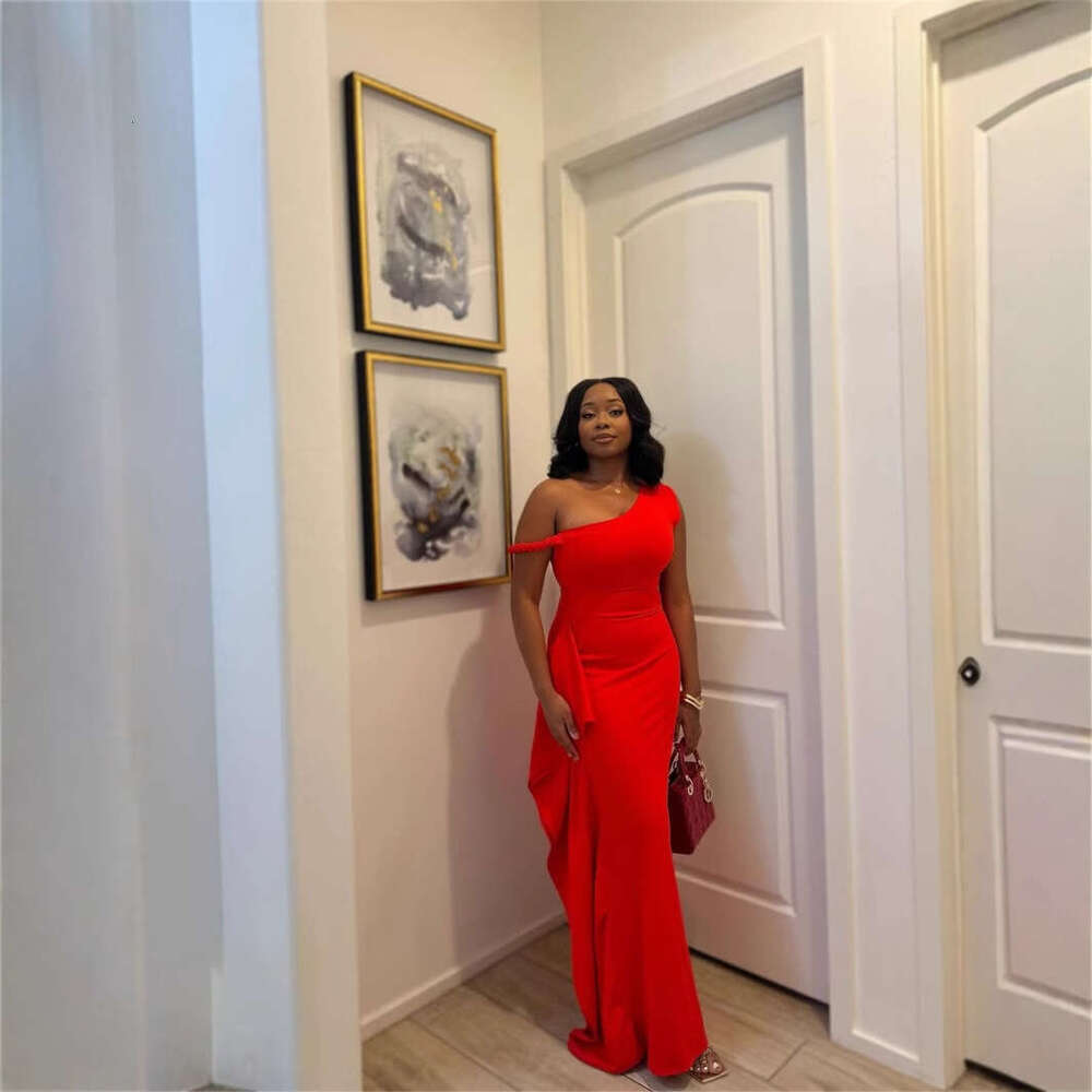 New Fashion Slim Fit Elegant Sexy Off-Shoulder Solid Color Asymmetrical Long Dress For Women B5