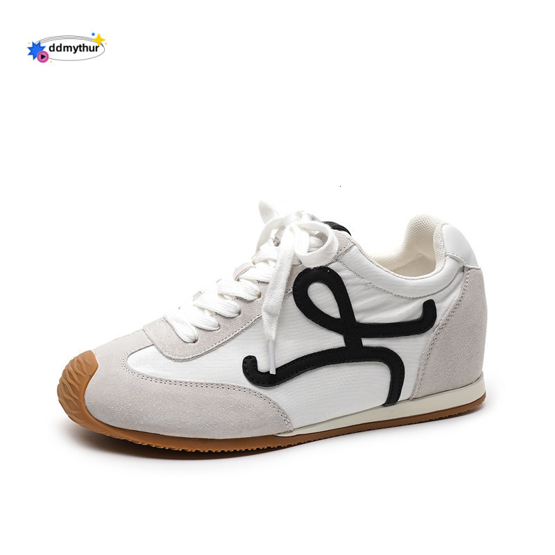 Cute Sneakers ~ Color-Block Mandarin Duck Shoelaces 7cm Height Increase Lace-Up Casual Style Chunky Agan Training Shoes for Women ddmythur