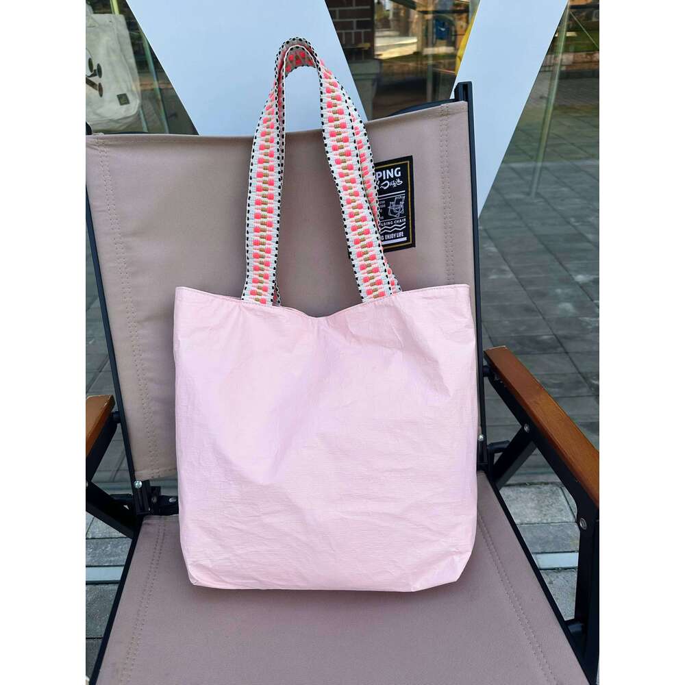 Fashion Dupont Paper Women's Shoulder Large Capacity Lightweight Shopping Beach Bag Summer Vacation Handbag