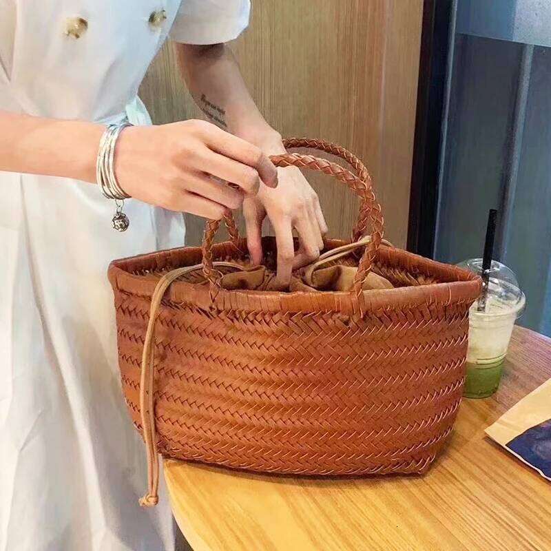 Women's Bags Designer Vintage Tote Bags For Women Designer Handbag And Purse 2023 New In PU Cross Weave Design Top Handle With Inner Bag Medium