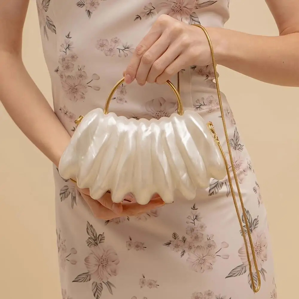 Designer Women Acrylic Mini Pearl White Ivory Bag Cute Evening Clutch Wedding Party Luxury Pro Female Lady Purse And Handbag 250614