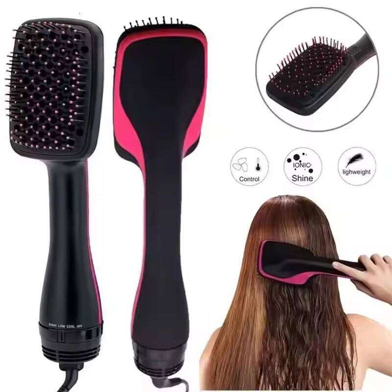 Hair Pink Multifunctional Hairdryer One Step Ions Hot and Cold Air Wind Blow Dryer Brush With Comb