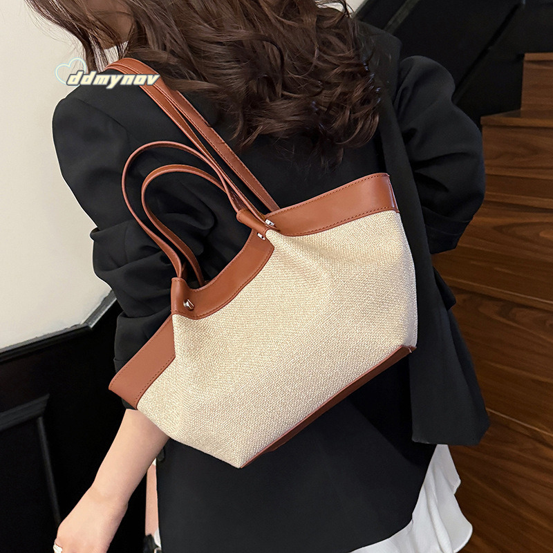 Niche Canvas Patchwork Tote 2025 New Versatile Commuter Wing Large Capacity Shoulder Underarm Bag ddmynov ddmynov