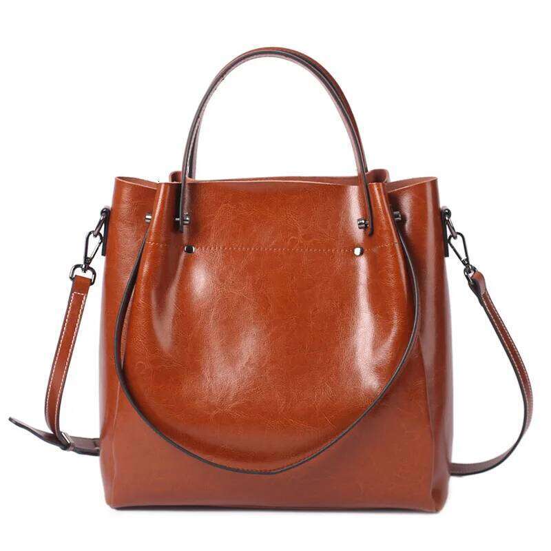 100% Genuine Leather Women's Shoulder 2025 NEW Large Capacity Tote Cowhide Commuter Crossbody Handbag Bag For Shopping