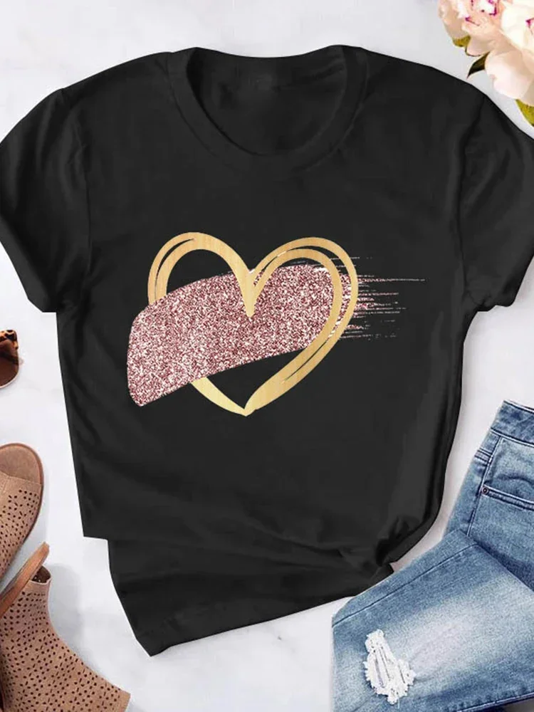 T-Shirt Ladies Casual Basis White t Shirt Short Sleeve Ladies T-Shirt cartoon Printing