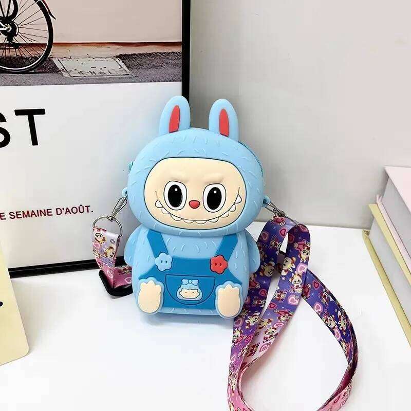 Women's Bags Designer Hot Sellling New Labubu Children's Silicone Cartoon Kawaii Crossbody Bag Coin Purse Girl Toy Doll Around Birthday Gift