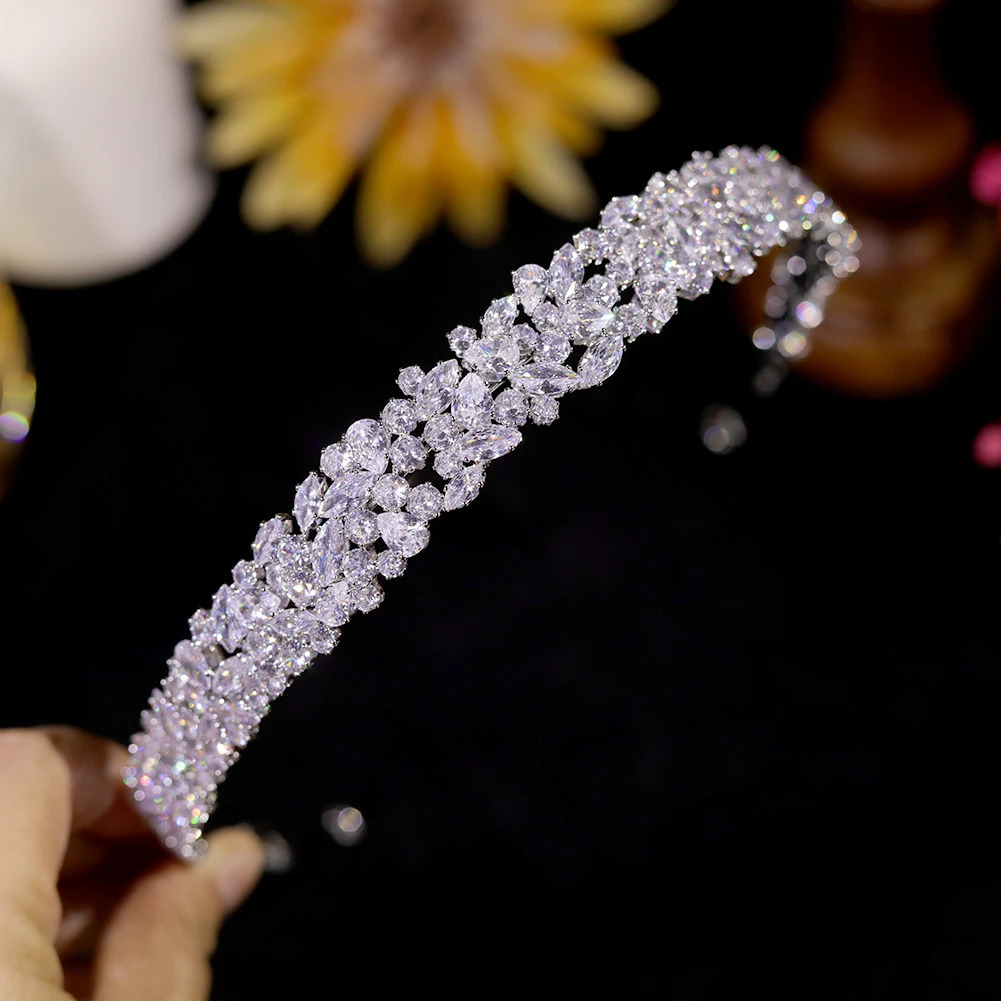 ASNORA CZ Headbands Silver Color Bridal Crowns Elegant Headwear Wedding Hair Accessories Party Jewelry Bridesmaid Gift 250603