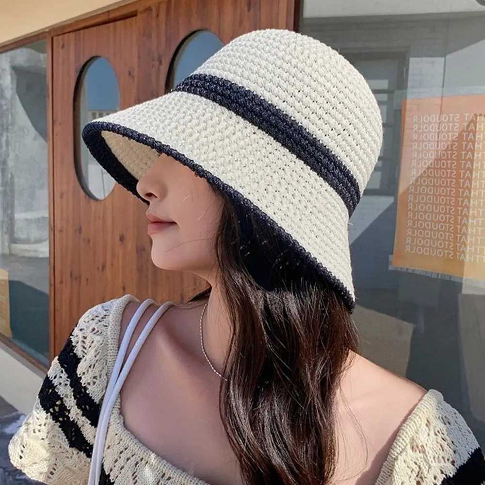 Summer Women Fisherman Hat Anti UV Foldable Letter Decor Holiday Beach Bucket Hat Sun Cap M250616