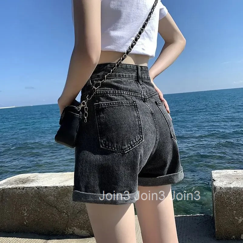 Wide Female Short Jeans Pants Korean Style Womens Denim Shorts With Waist Pocket Design XXL Elegant Low Price Youthful Kpop XL