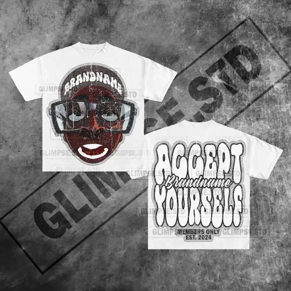 Rich American Club Graphic Harajuku Gothic Oversized T-Shirt for Women and Men Y2K Short Sleeve