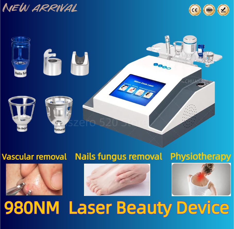 980nm Laser Red Blood Streak Treatment Device 5 In 1 Configuration Streak Removal + Ice Hammer Cold Compress Beauty Salon Dedicated Equipment