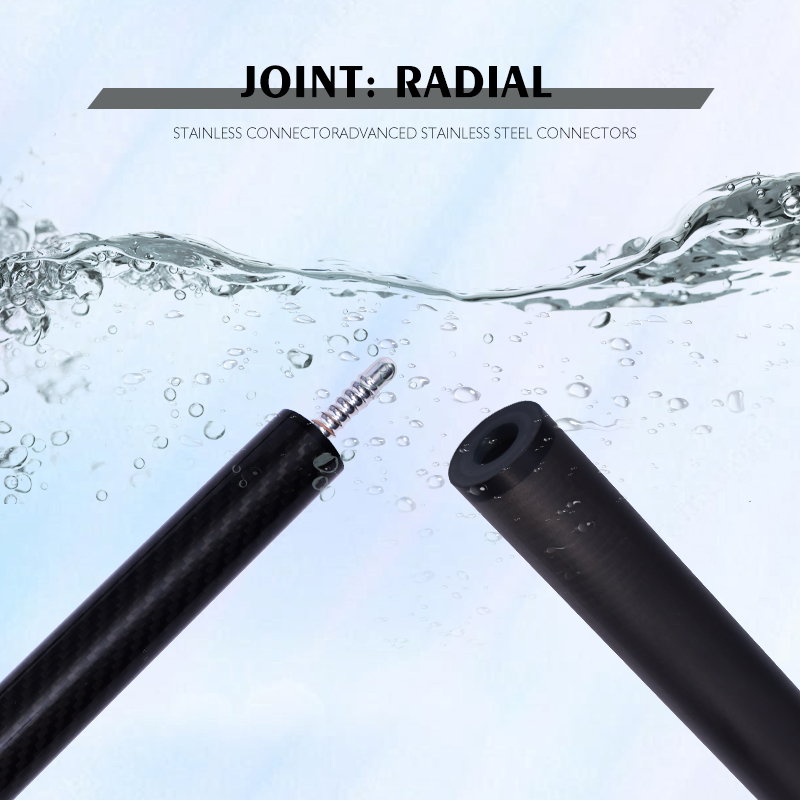 OKHEALING 3/4 Pool Cue 10.5mm Tip Billiard Cue Radial Pin or 3/8-8 Joint Black Technology Carbon Fiber Shaft Butt Length 145cm/57in 18~20oz Weight Adj