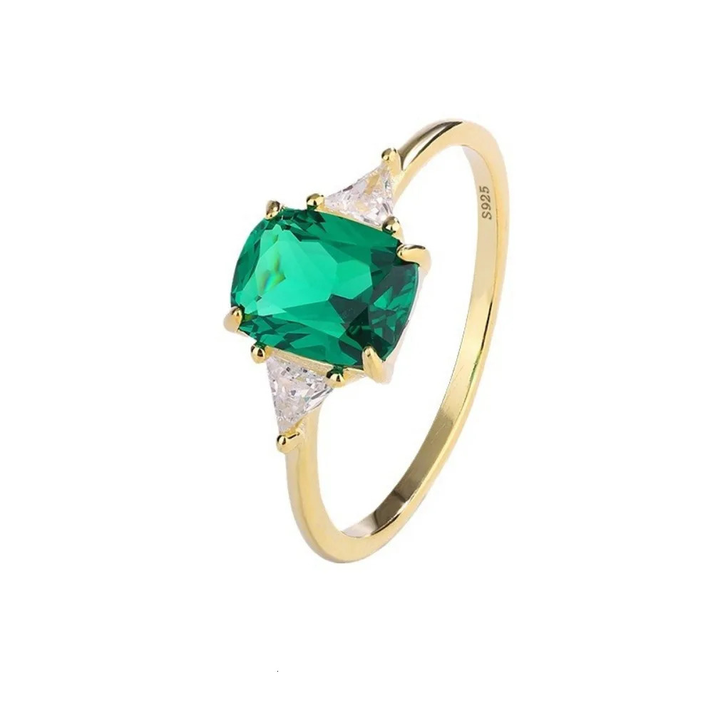 Monkton 925 Sterling Silver Emerald Gemstone Rings for Women Retro Ring for Wedding Engagement Jewelry Accessories 250610
