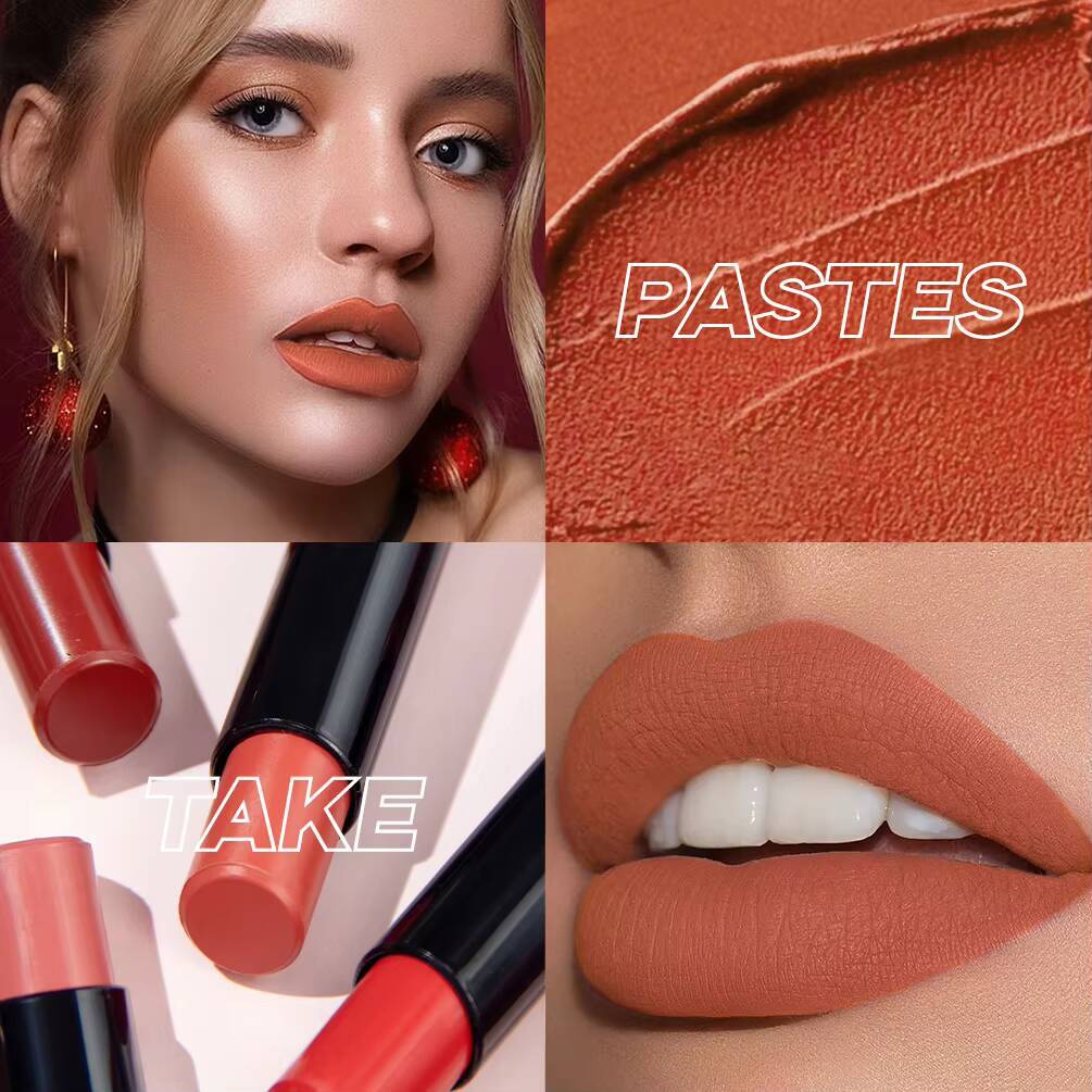 QIBESTNatural Velvet Matte Lipstick Long-lasting 10 Color Stain Lightweight Moisturizing Balm Women Makeup New Lip Tint happy