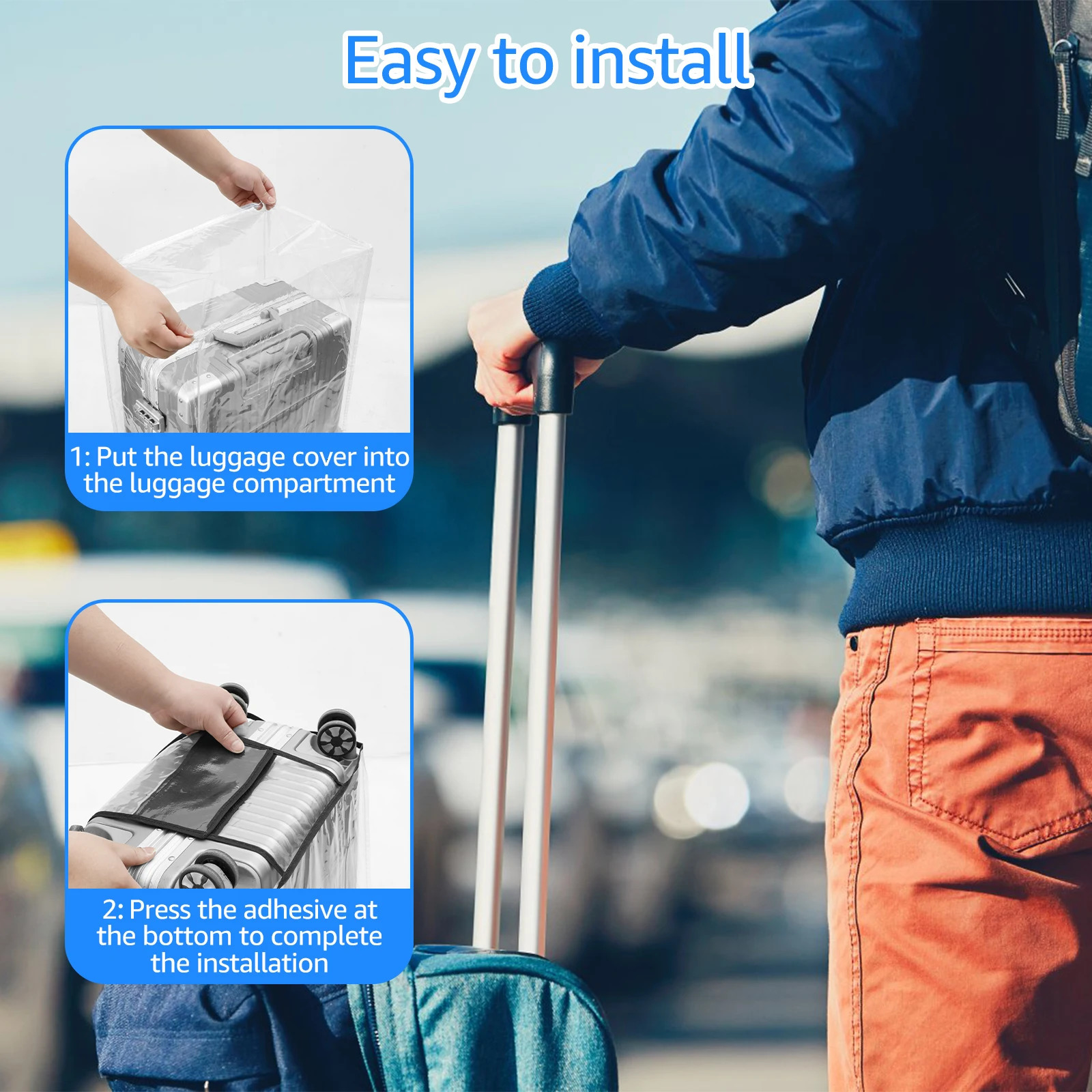 3Pcs Transparent Luggage Protector Covers PVC Dustproof Suitcase 3 Sizes Anti Scratch Waterproof Cover for Travel 250615