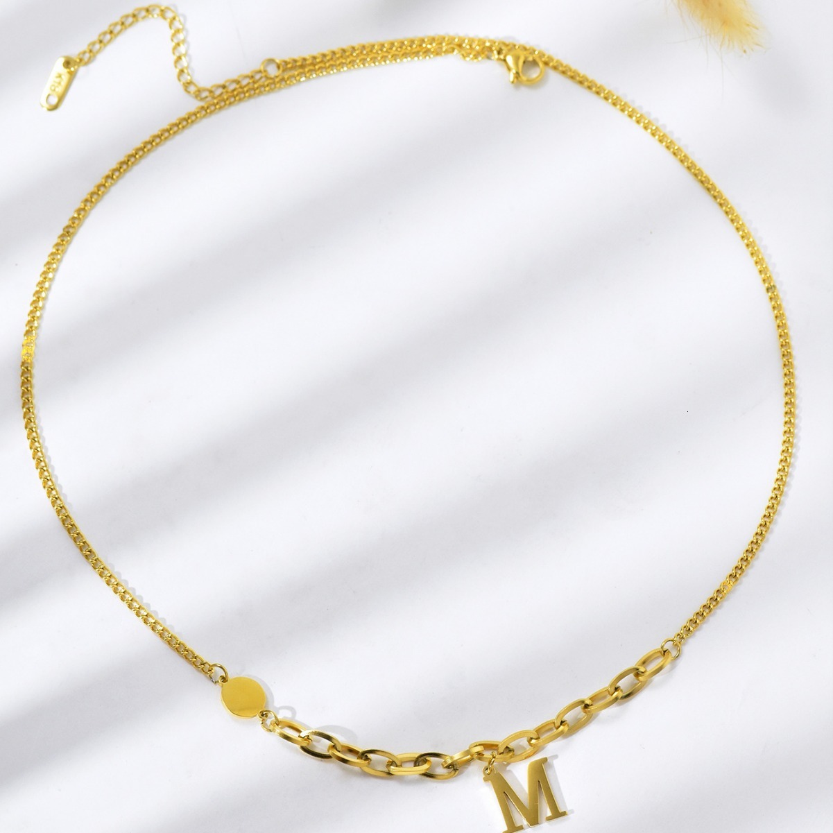 Fashion Style Personality Exaggerated Round Plate Splicing Necklace Titanium Steel Women's Design Non-Fading Jewelry