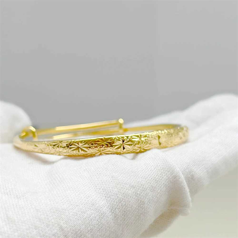 Womens Hand Gold Color Smooth Stars Cuff Bangles Adjustable Pulsera Femme Wedding Jewelry Accessories Party Gifts Z250616